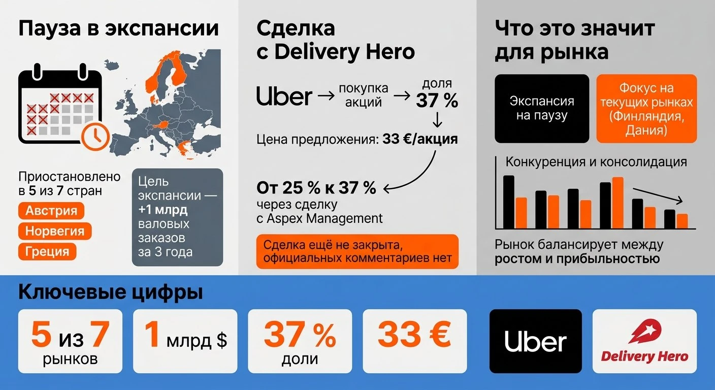 Uber временно сворачивает планы по масштабированию сервиса доставки еды в Европе — компания приостановила запуск - изображение
