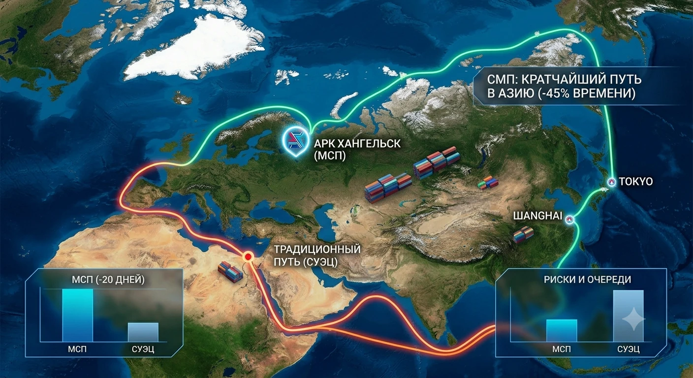 🗺 Севморпуть — это не просто альтернатива, это новый стандарт евразийского транзита. В условиях перегрузки - изображение
