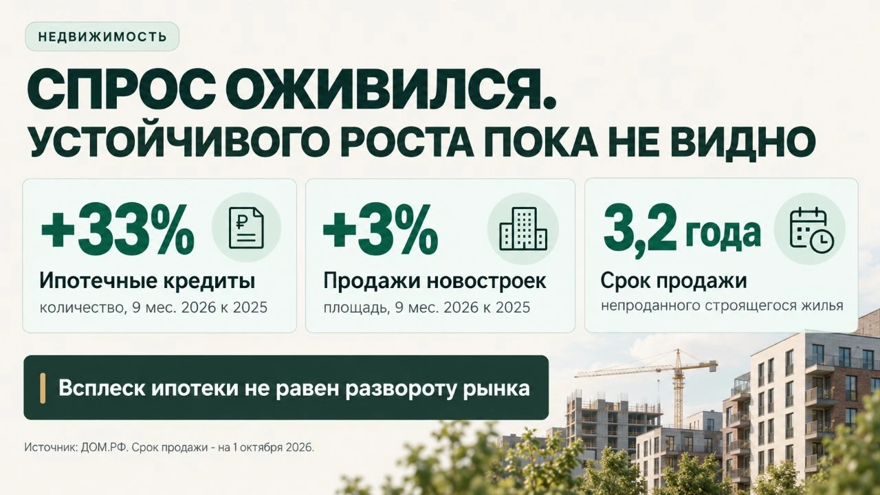Недвижимость: спрос оживился, но устойчивого роста пока не видно По данным ДОМ.​РФ, за девять месяцев банки - изображение