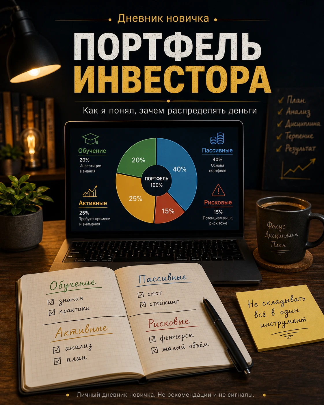Продолжаю вести свой дневник пути в криптотрейдинг. Сегодня разбирался с темой инвестиционного портфеля. Раньше - изображение