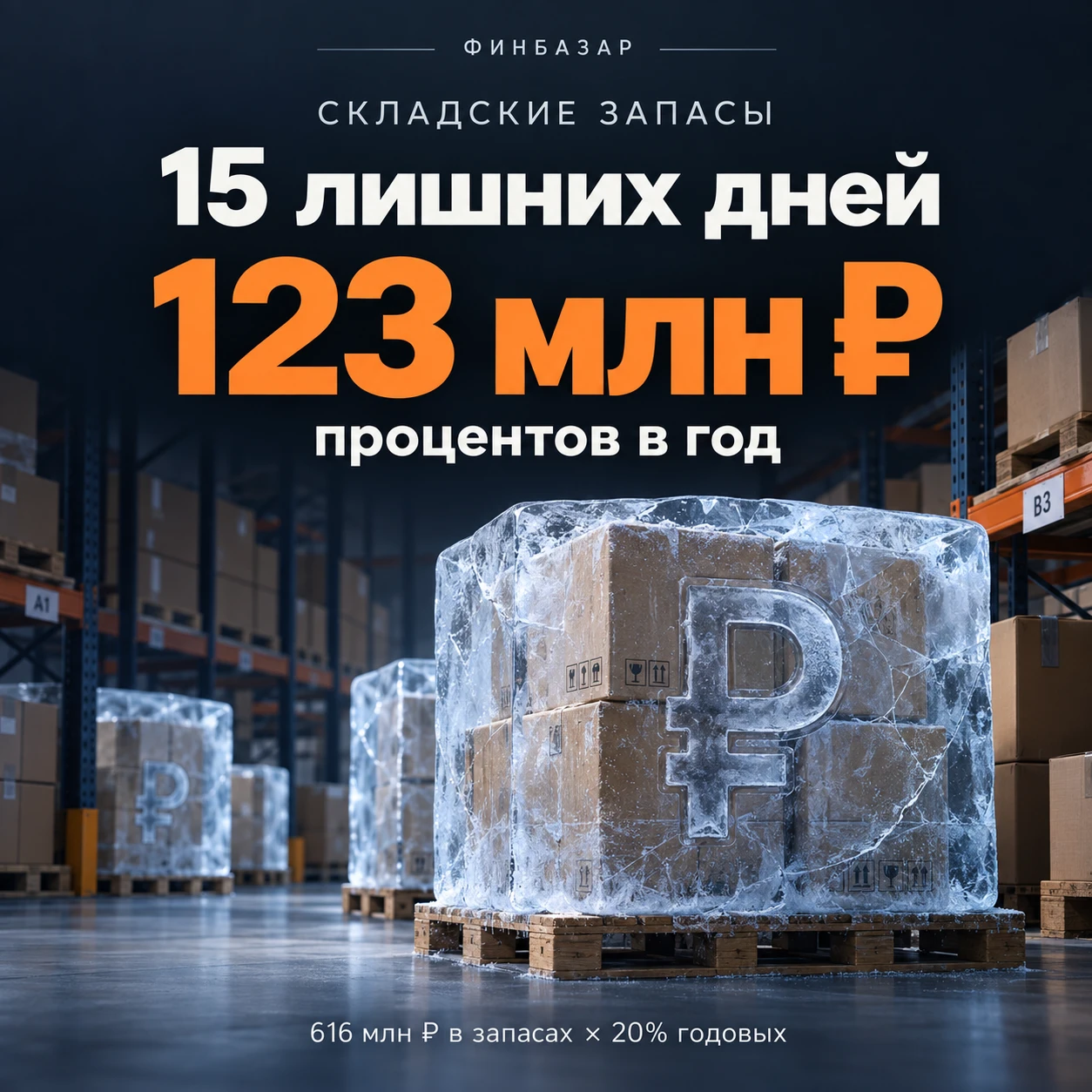 Себестоимость продаж 15 млрд рублей в год. Делим на 365 — один день запаса на складе стоит 41 млн рублей - изображение