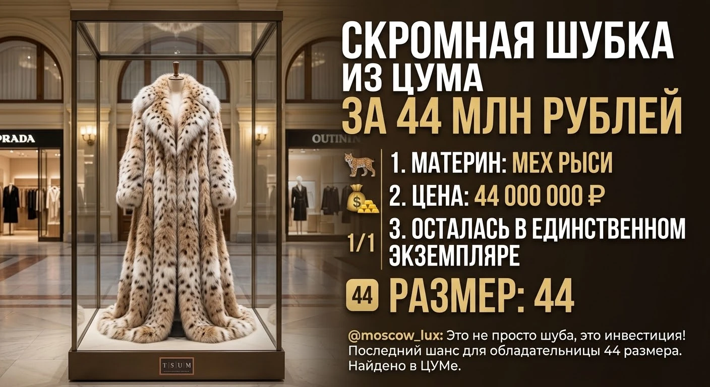 В ЦУМе нашли шубу за скромные 44 млн рублей. Она сделана из рыси и осталась в единственном экземпляре — 44-го - изображение