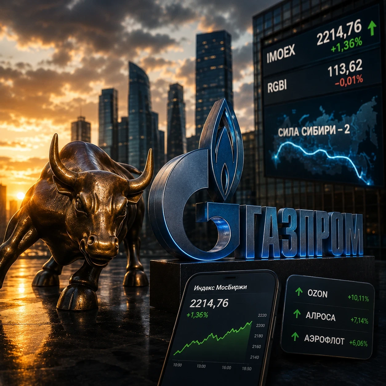 📉 Рынок Индекс МосБиржи вырос на 1,36% и закрылся на отметке 2214,76 пункта. Утренний позитив перерос в - изображение