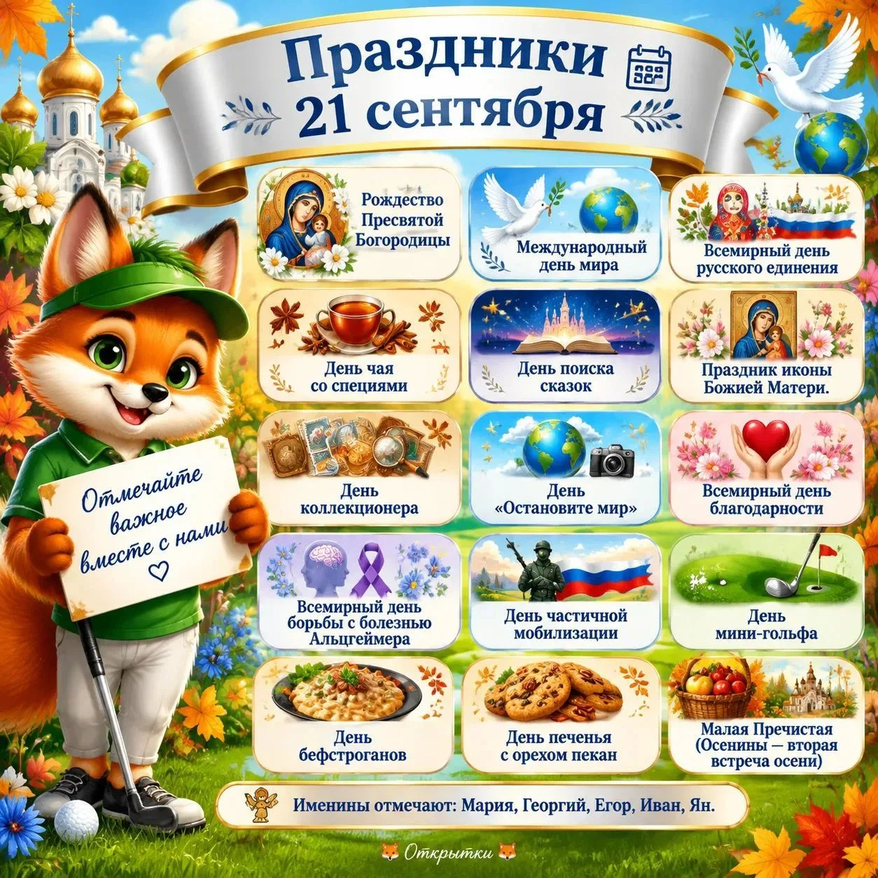 ☦️ Рождество Пресвятой Богородицы (Осенины) 🎁 День коллекционера 🎁 День зарождения российской - изображение