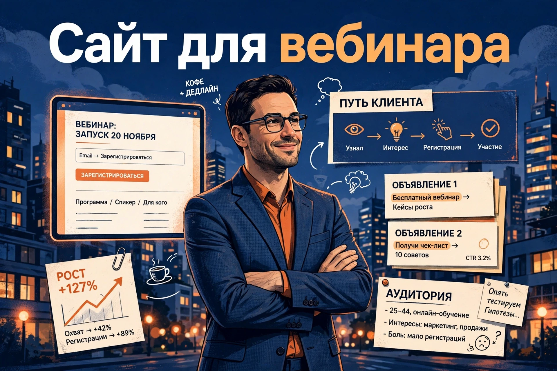 ПРОМПТ: - Ты senior веб-дизайнер и маркетолог с опытом в продающих посадочных страницах. Собери одностраничный - изображение