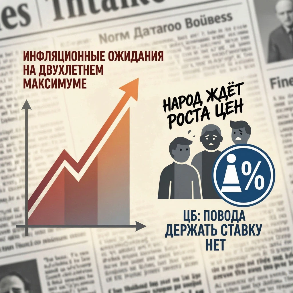 «Инфляционные ожидания на двухлетнем максимуме: народ ждёт роста цен, а ЦБ — повода держать ставку. Что это - изображение