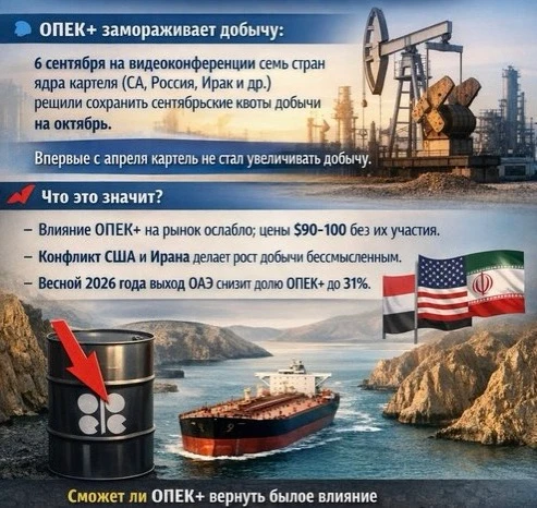 19.09.2026г. 🔹 ОПЕК+ замораживает добычу: На видеоконференции 6 сентября семь стран ядра картеля (Саудовская - изображение