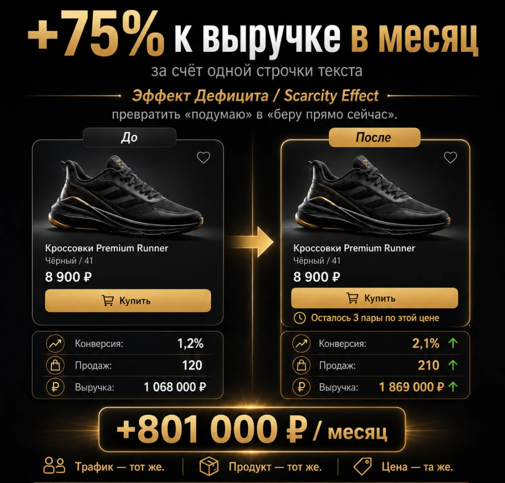Эффект дефицита / scarcity effect: превращаем «подумаю» в «беру прямо сейчас». Разбираем кейс: Интернет-магазин - изображение