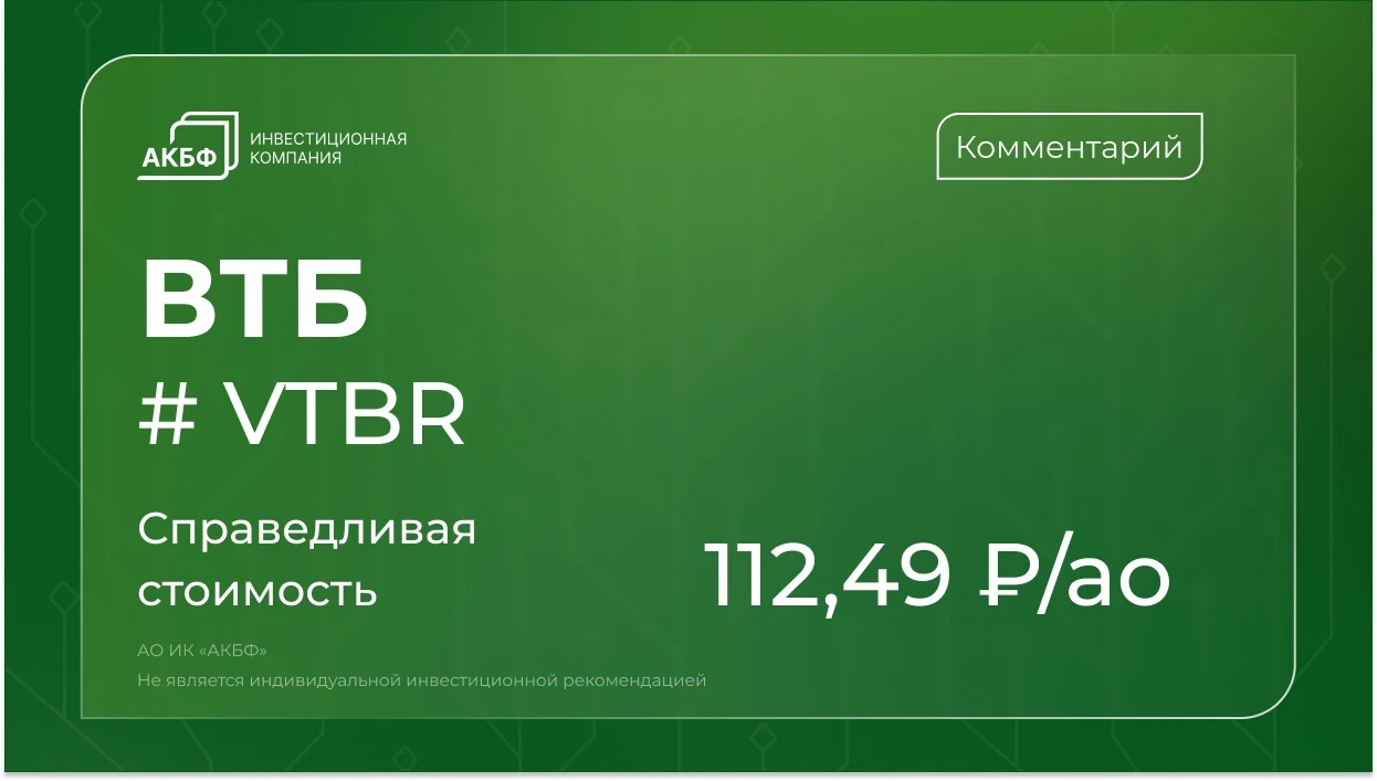 Аналитики АКБФ пересмотрели оценку справедливой стоимости акций ВТБ в сторону понижения — с 124,81 до 112,49 - изображение