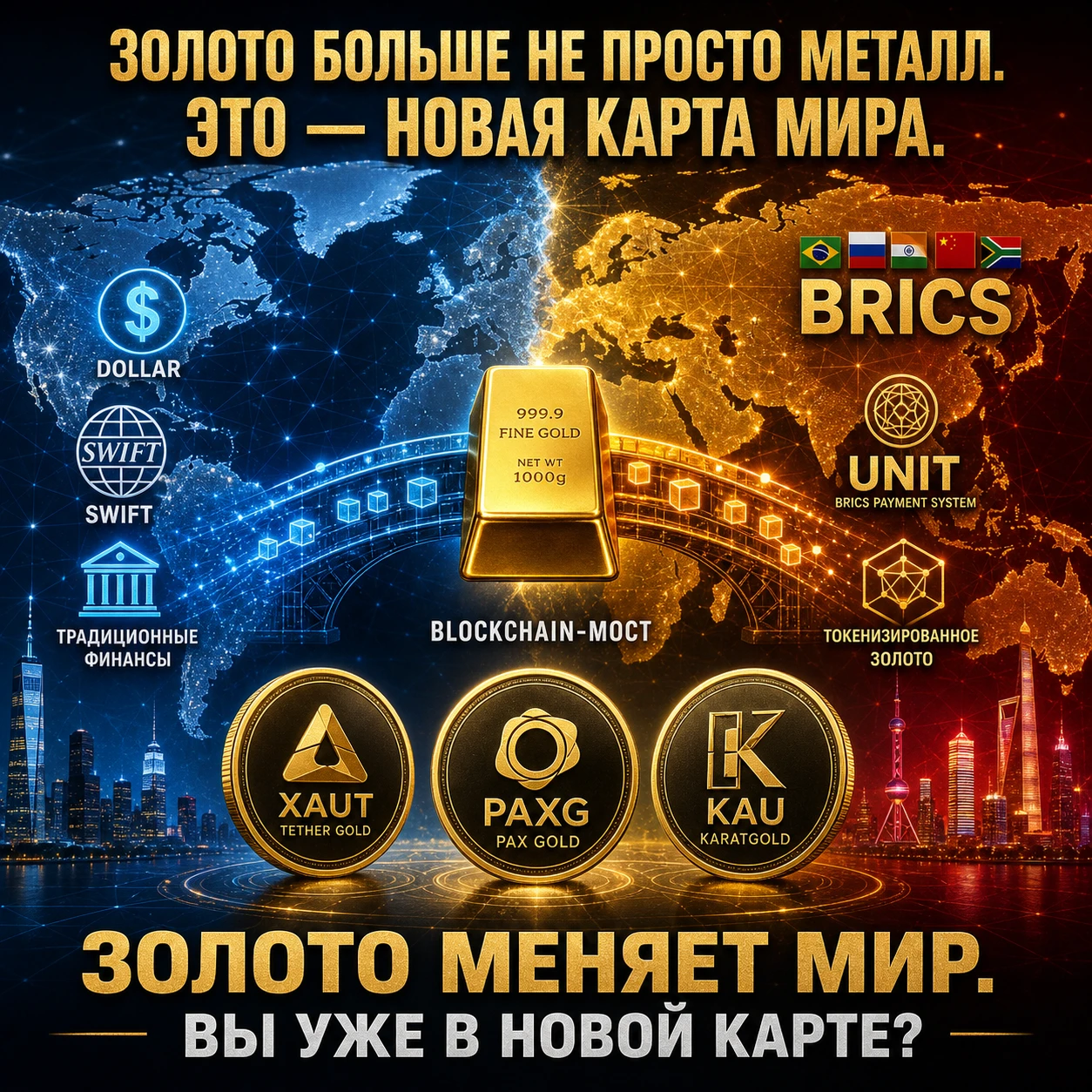 #токенизированноезолото #XAUT #PAXG #KAU #БРИКС #UNIT #дедолларизация #золотойзапас #геополитика - изображение