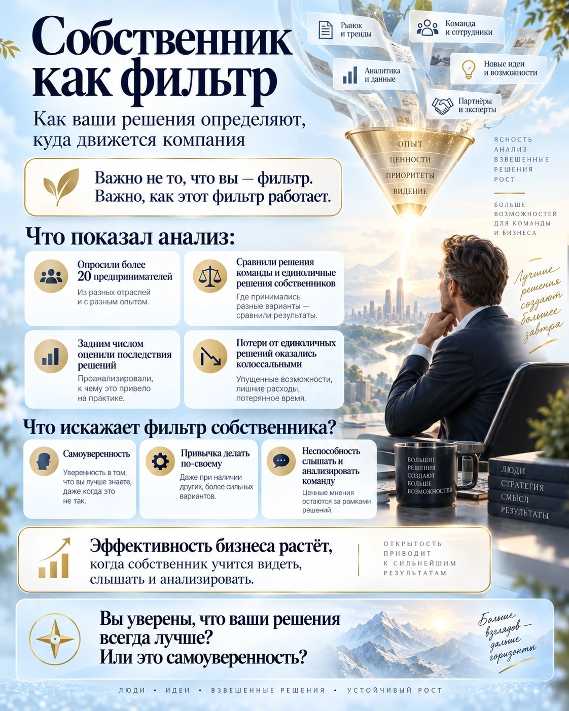 Каждый день через вас проходят десятки решений. Предложения от рынка, идеи команды, советы партнёров. Вы — - изображение