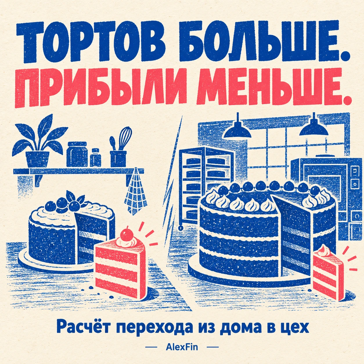 100 тортов дома — 78 800 рублей прибыли в месяц. 300 тортов в арендованном цеху — 45 400. Средний чек - изображение