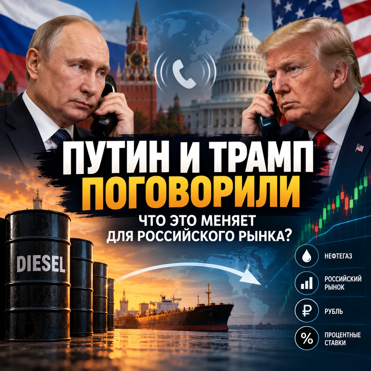 $LKOH $ROSN 🌍 9 октября состоялся телефонный разговор Путина и Трампа. И для инвестора здесь интереснее не сам - изображение