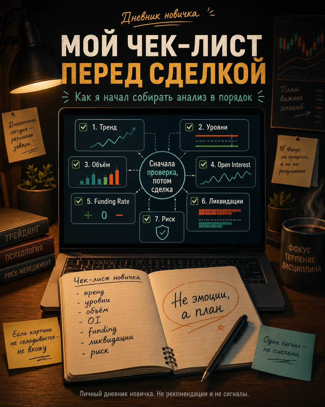Продолжаю вести свой дневник пути в криптотрейдинг. После того как я разобрал тренд, объёмы, Open Interest, - изображение