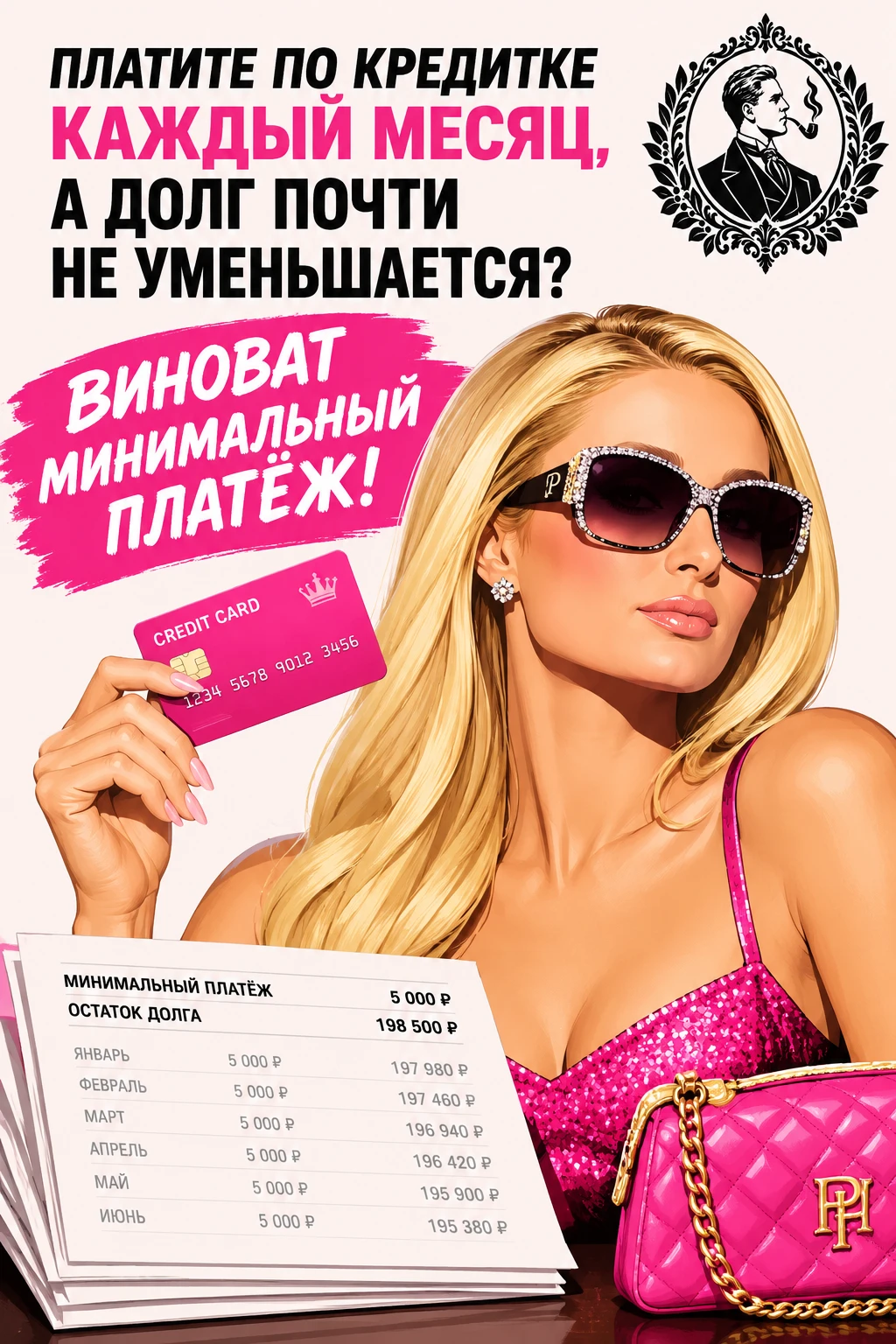 Платите по кредитке каждый месяц, а долг почти не уменьшается? Виноват минимальный платёж! Минимальный платёж — - изображение