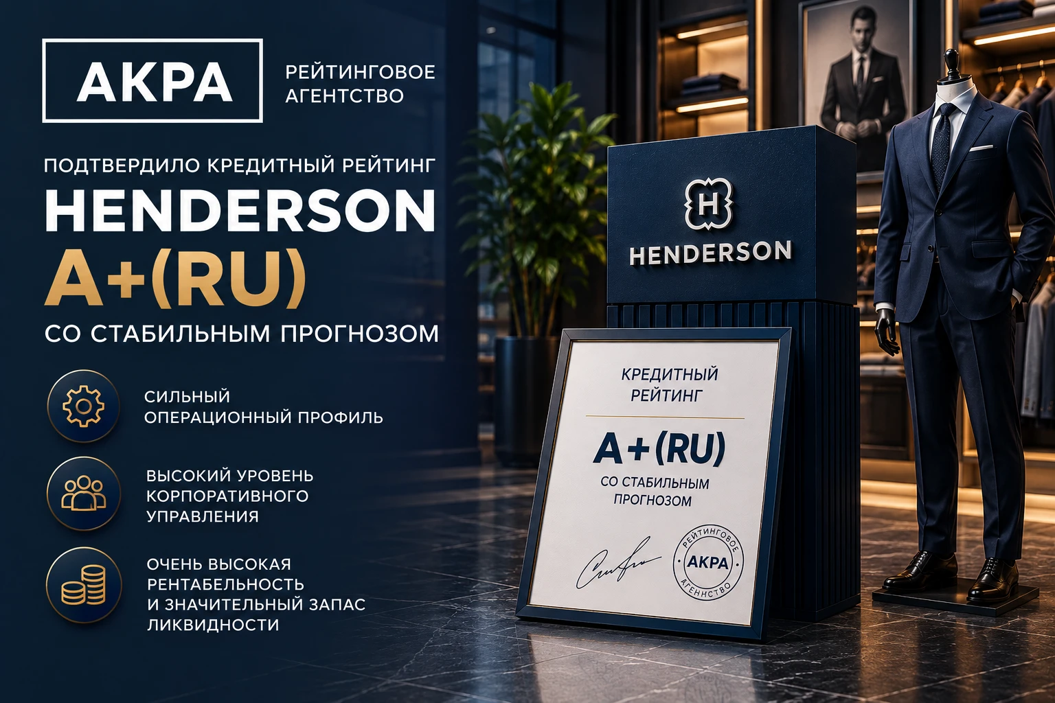 Дорогие друзья! ❤️ 🎉Хорошие новости — рейтинговое агентство АКРА подтвердило кредитный рейтинг HENDERSON на - изображение