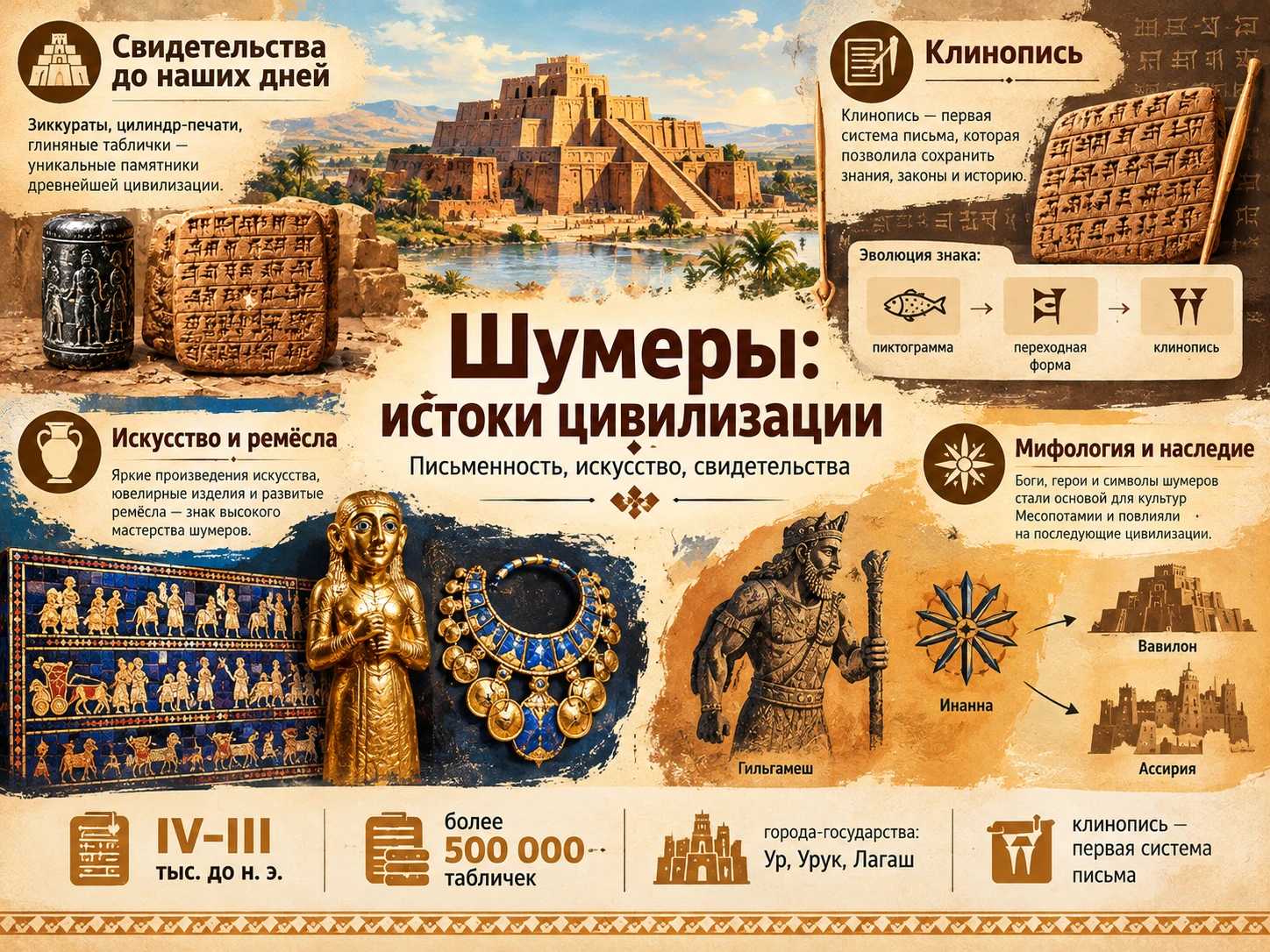 Культура государства шумеров: свидетельства, письменность и искусство Шумер — одна из древнейших цивилизаций в - изображение