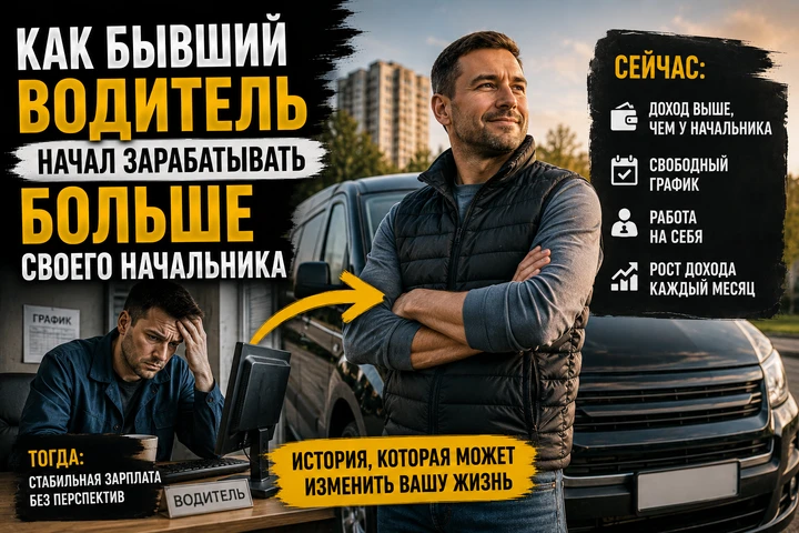 Ещё пять лет назад Андрей работал обычным водителем. Стабильная работа. Фиксированная зарплата. Понятный график. - изображение