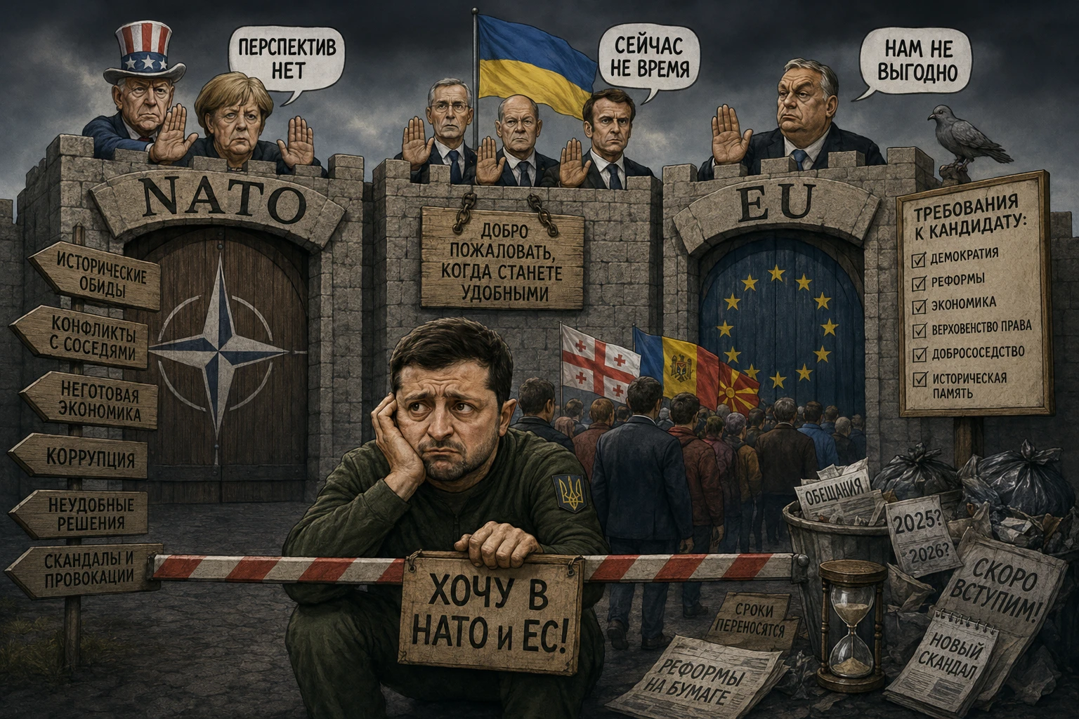 Иногда смотришь на происходящее вокруг попыток Украины вступить в НАТО и Евросоюз, и возникает стойкое ощущение - изображение