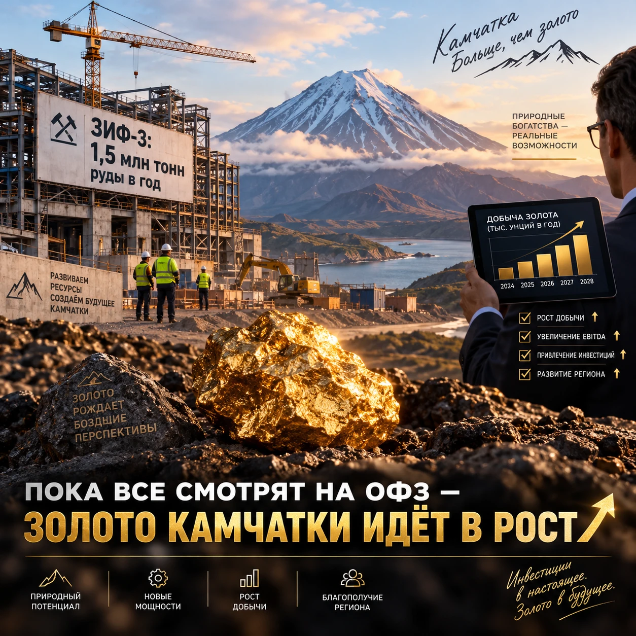 #ЗИФ3 #золото #СиГМА #Камчатка #золотодобыча #инвестиции #горнодобыча #Озерновское #ДальнийВосток - изображение