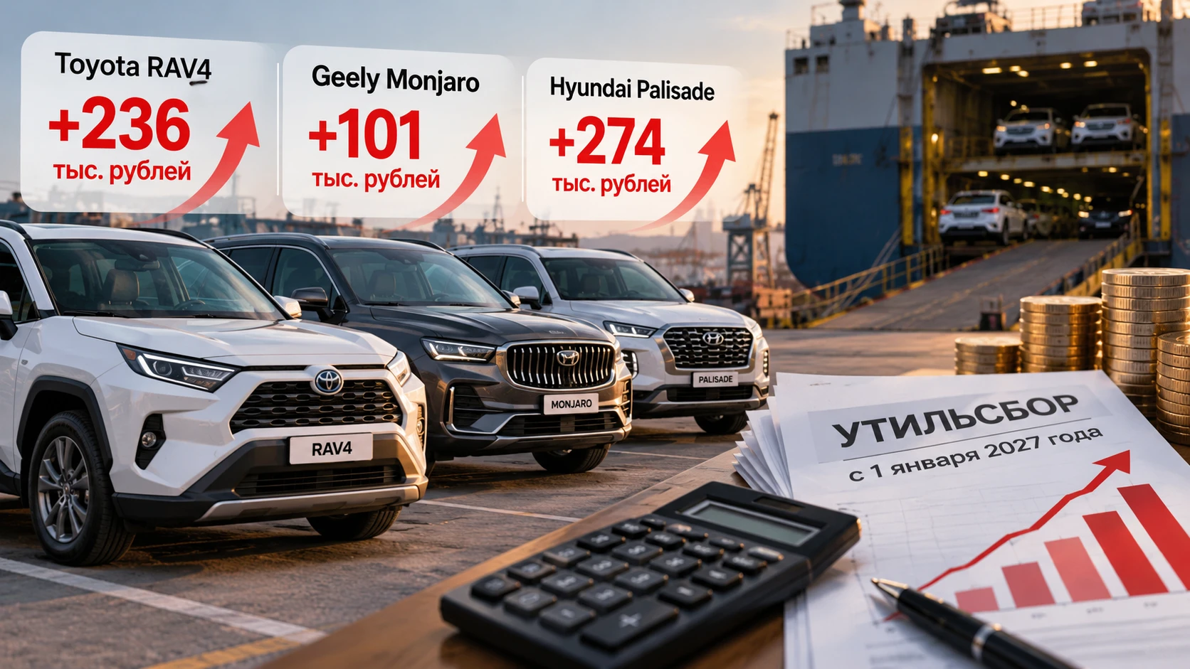 С 1 января 2027 года утилизационный сбор на автомобили снова увеличится. В процентах индексация выглядит не так - изображение