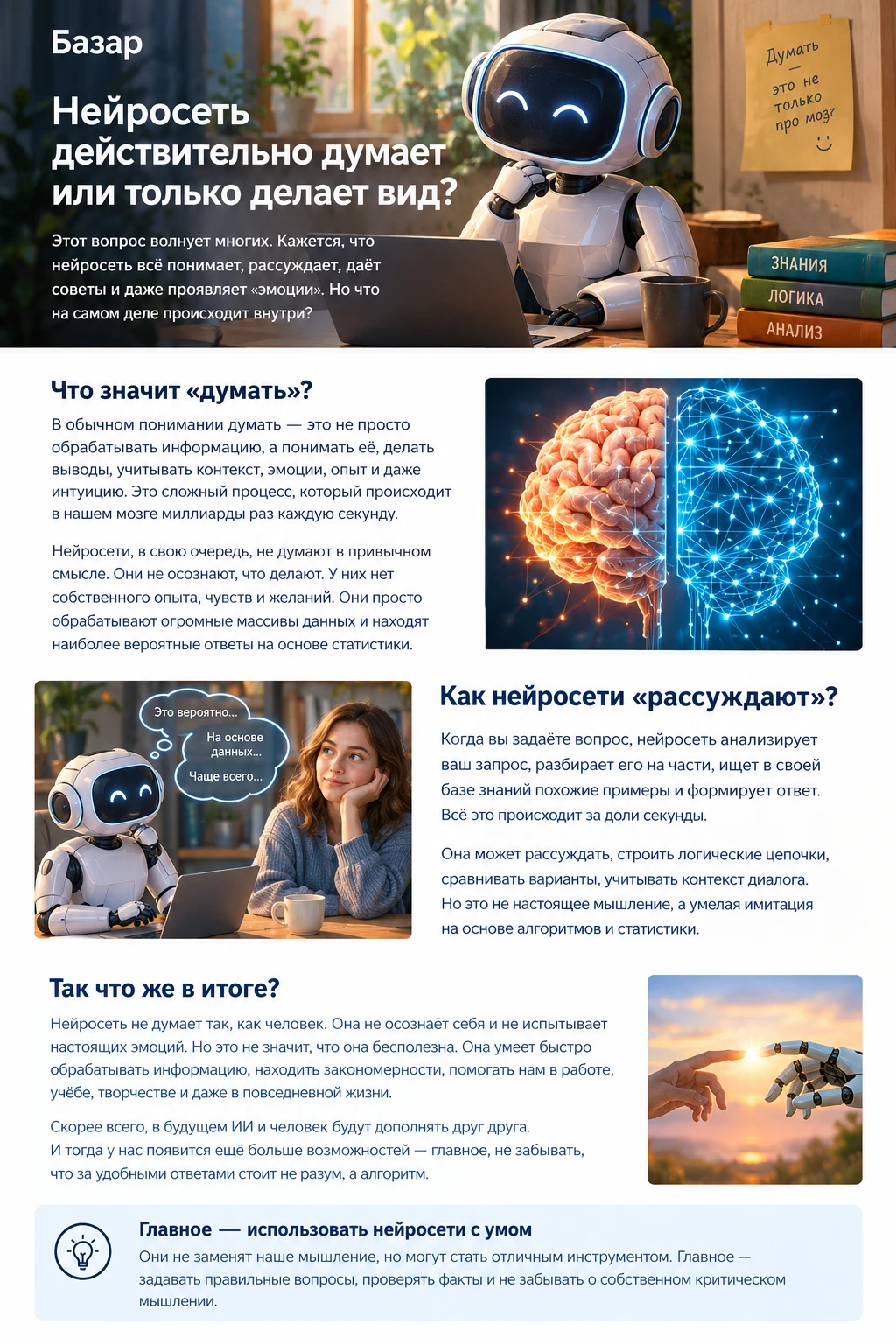 Представьте: вы задаёте нейросети сложный вопрос, а через несколько секунд получаете подробный ответ. Она - изображение