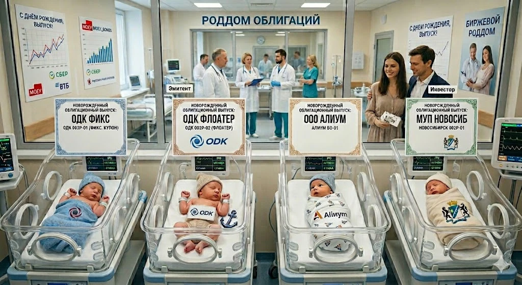 Регулярная рубрика, которая будет сообщать о зарождении новых бумаг на бирже. Появление облигации можно сравнить - изображение