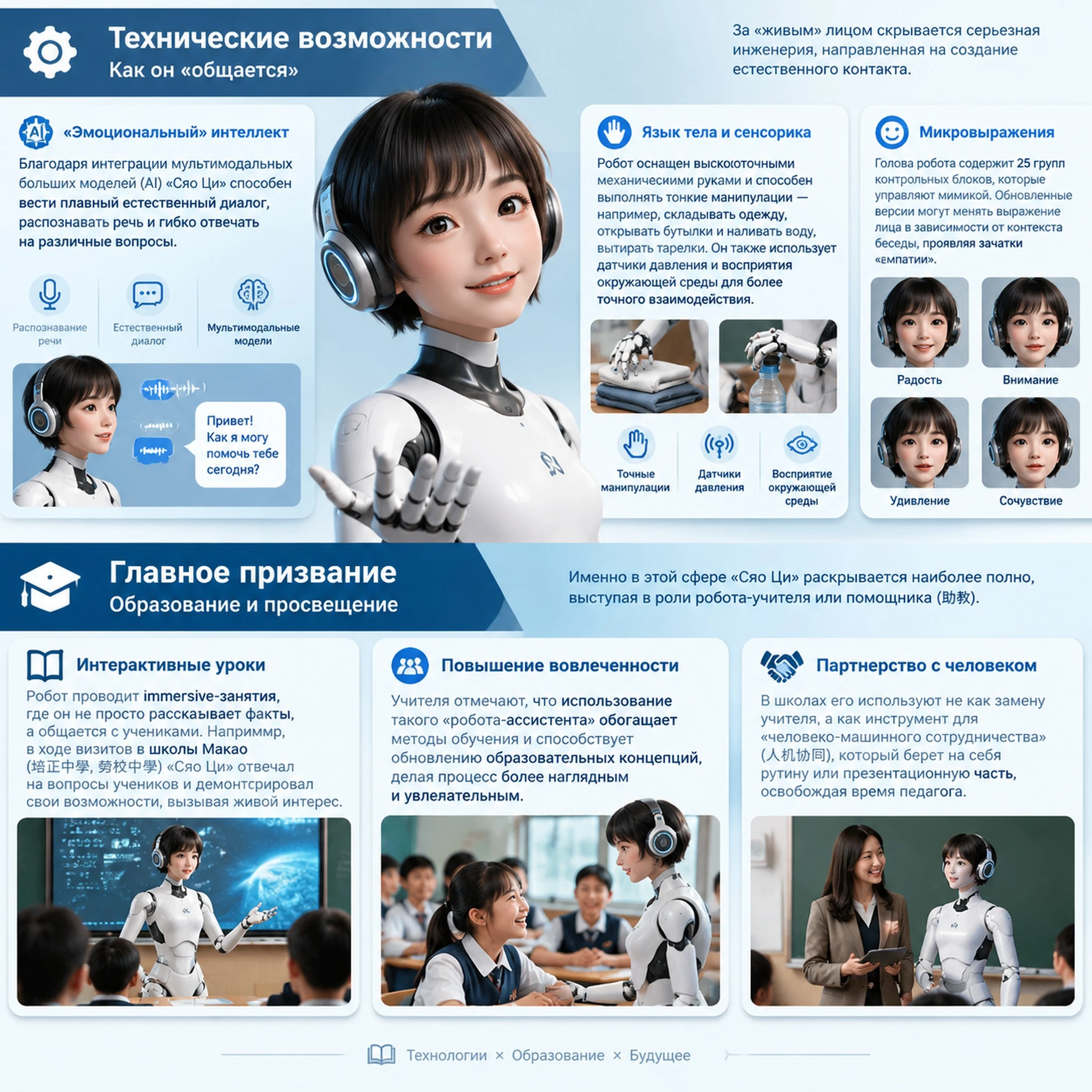 🤖 «Сяо Ци» (小柒, XiaoQi) — это флагманский социальный робот-андроид от EX Robots, который воплощает их главную - изображение