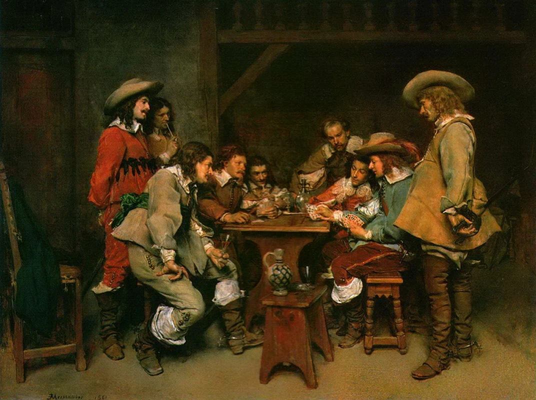 Художник Жан-Луи-Эрнест Месонье (1815-1891) "Игра в пикет" Изображение картины и инфо о художнике из сети - изображение