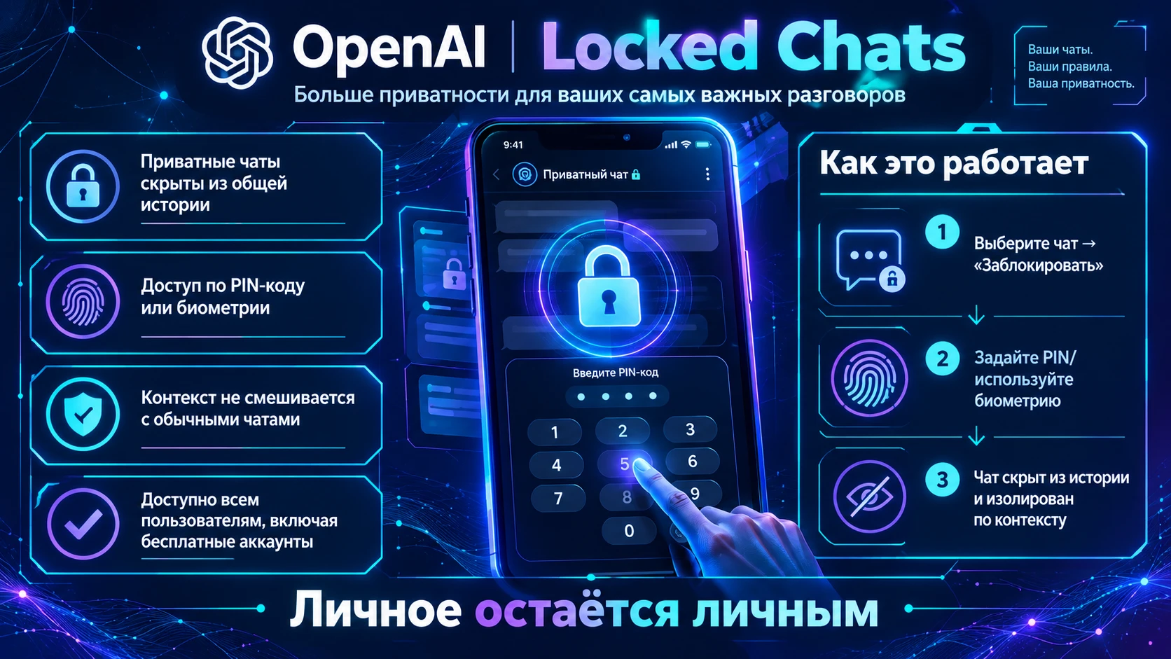 OpenAI запускает Locked Chats: приватность в переписке с ИИ OpenAI расширяет возможности защиты пользовательских - изображение