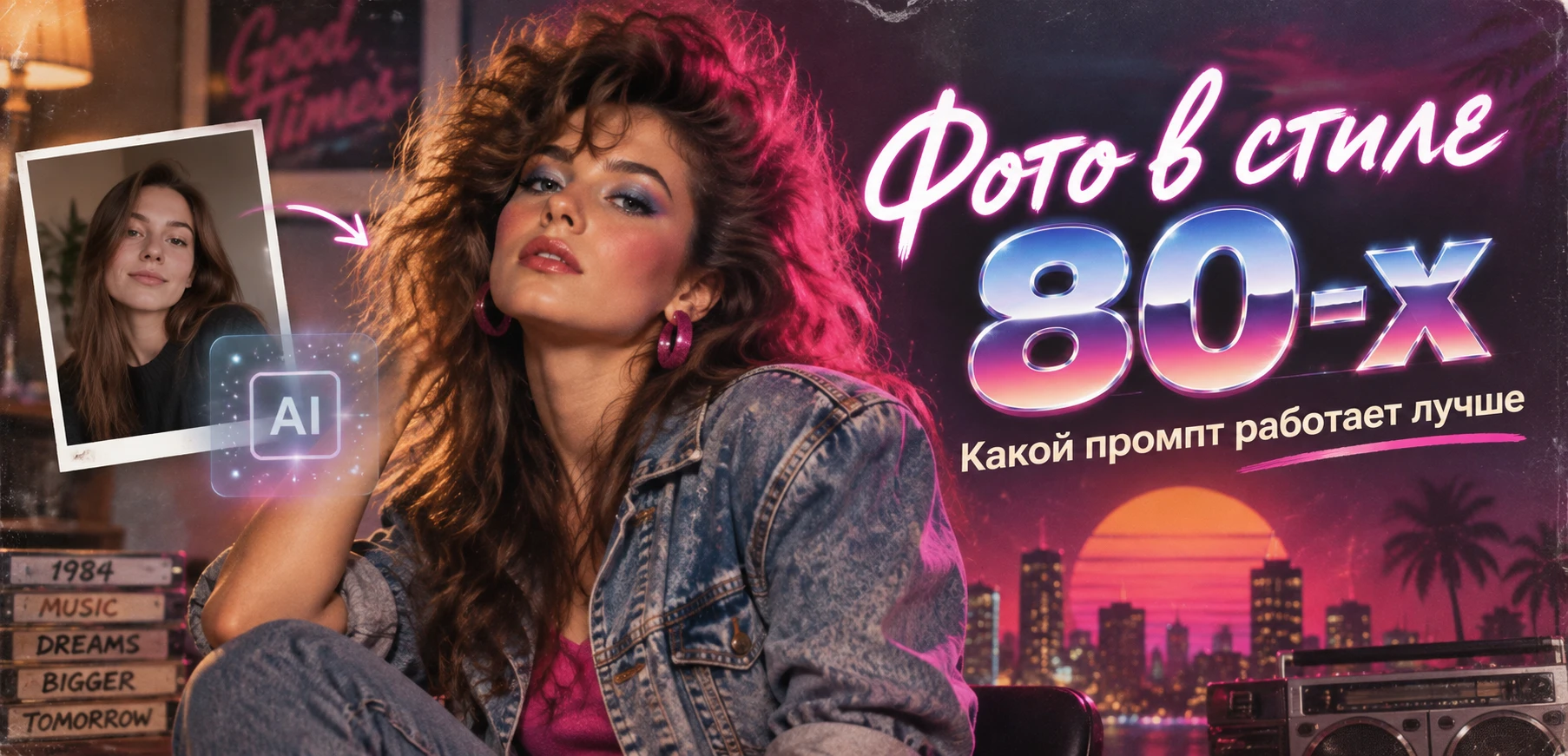 В соцсетях снова набирает обороты тренд «как бы я выглядел в 80-х» — люди загружают своё фото, а нейросеть - изображение