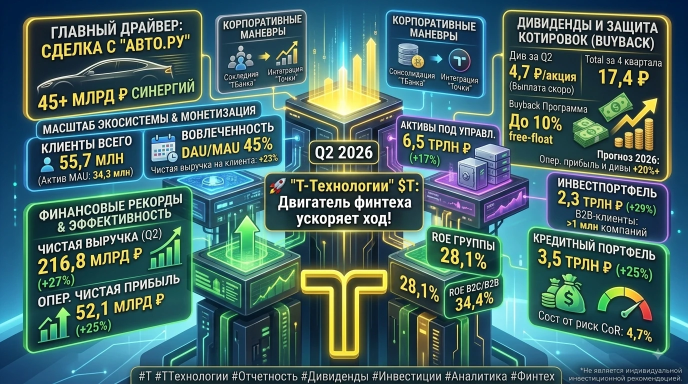#T #ТТехнологии #Отчетность #Дивиденды #Инвестиции #Аналитика #Финтех ​🚀 "Т-Технологии" $T — Двигатель финтеха - изображение
