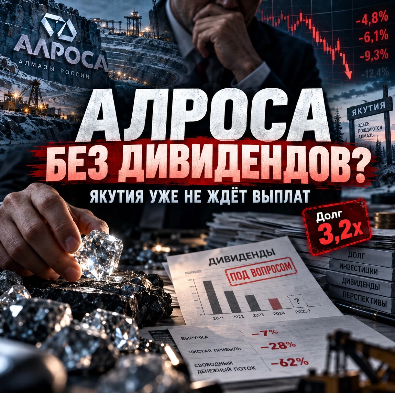 Ещё несколько лет назад АЛРОСА считалась одной из классических дивидендных историй российского рынка. Алмазы - изображение