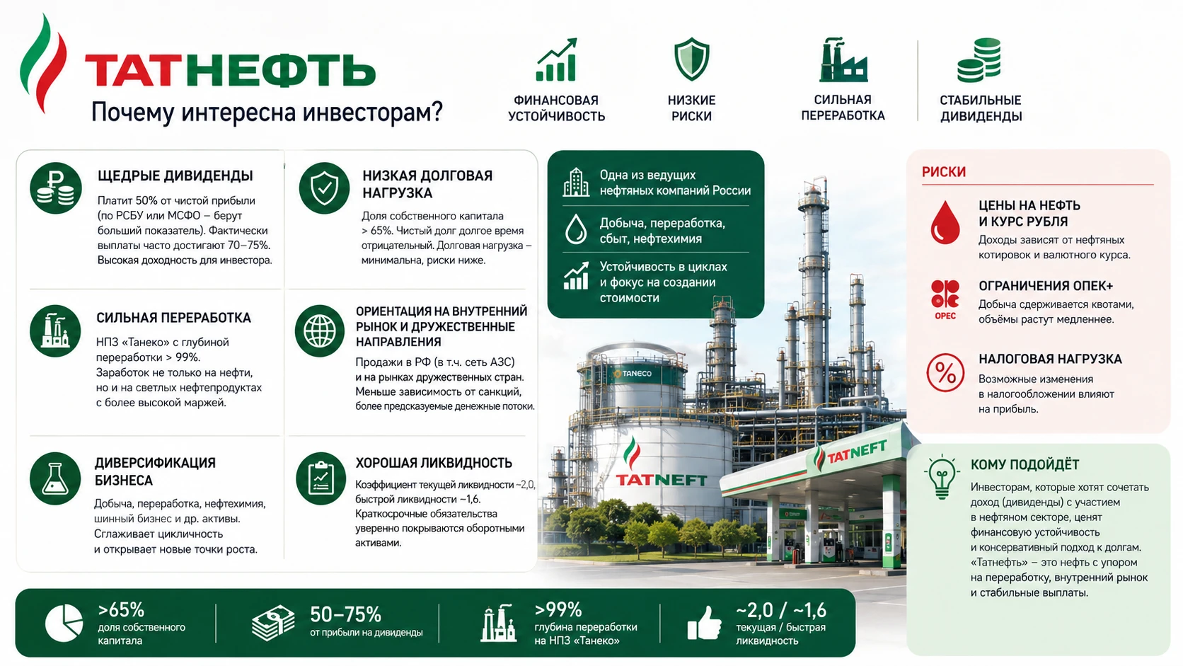 ⛽«Татнефть» — одна из самых финансово устойчивых нефтяных компаний России, и у неё есть сразу несколько - изображение