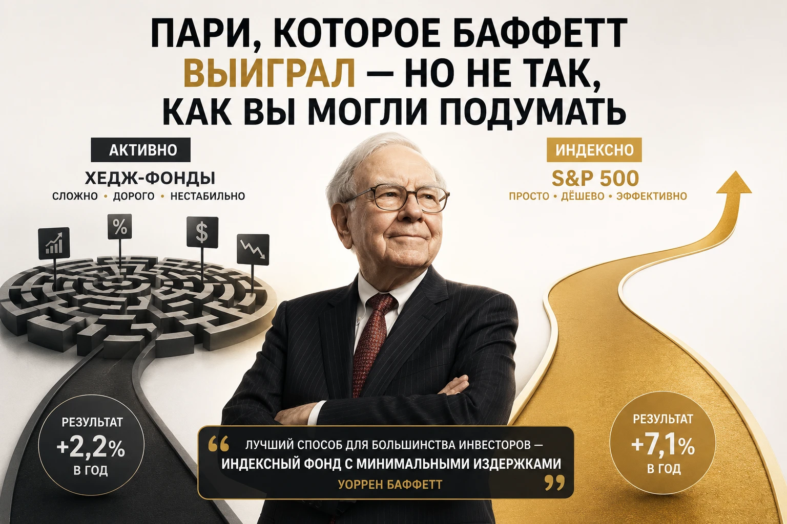 В 2008 году Баффетт заключил знаменитое пари с управляющим Тедом Сайдесом (Ted Seides). Условия были просты: - изображение