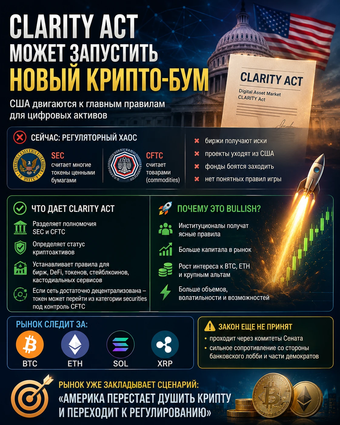 США готовят один из самых важных законов для крипторынка — Digital Asset Market CLARITY Act. Что происходит - изображение