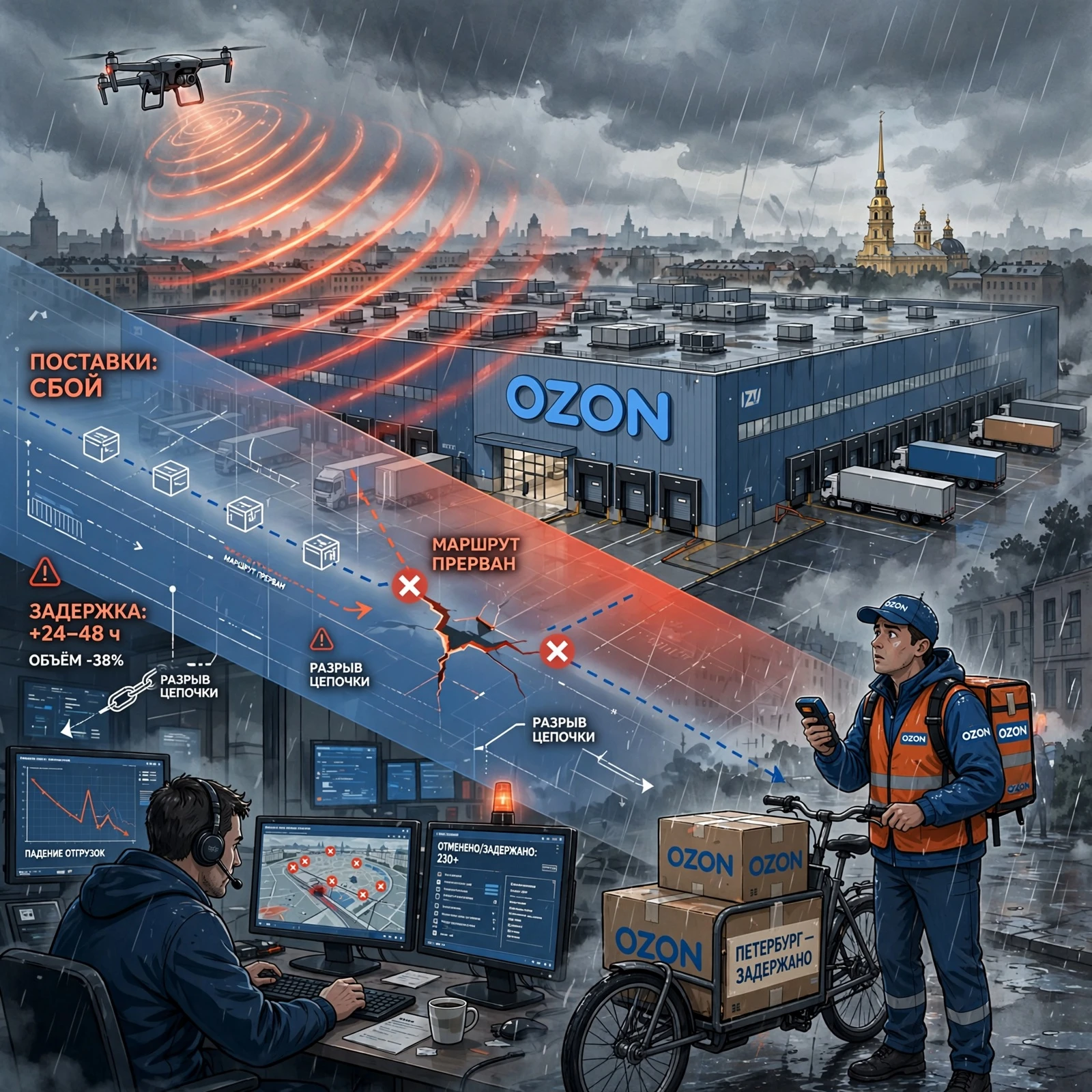#базарразбор Логистический центр Ozon в Петербурге: как атака БПЛА ударила по цепочке поставок и что это значит - изображение