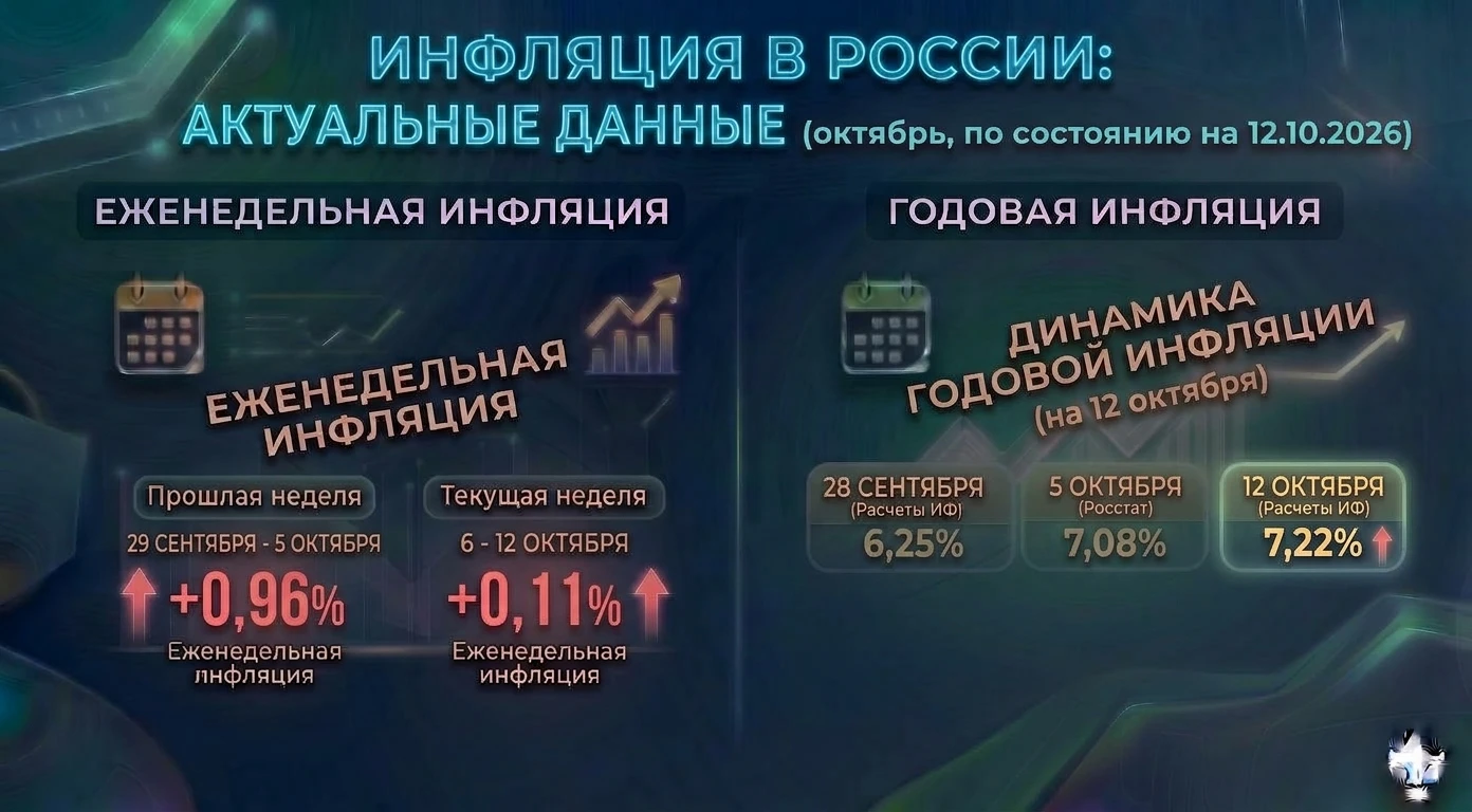 ❗️🇷🇺#инфляция #россия #отчетность Инфляция в РФ с 6 по 12 октября 2026 года составила 0,11% против 0,96% - изображение