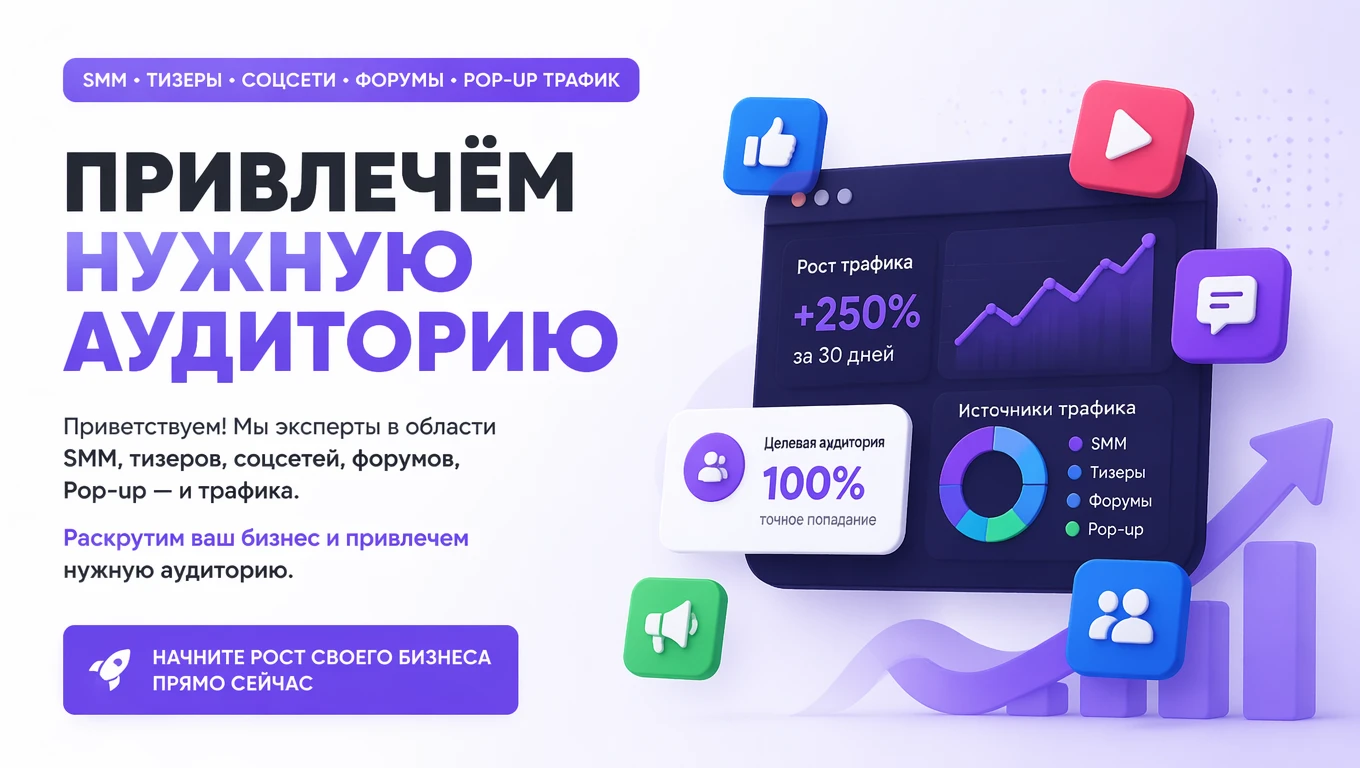 Хотите стабильный поток клиентов, а не разовые клики? Мы поднимаем продажи через полный арсенал рабочей рекламы: - изображение