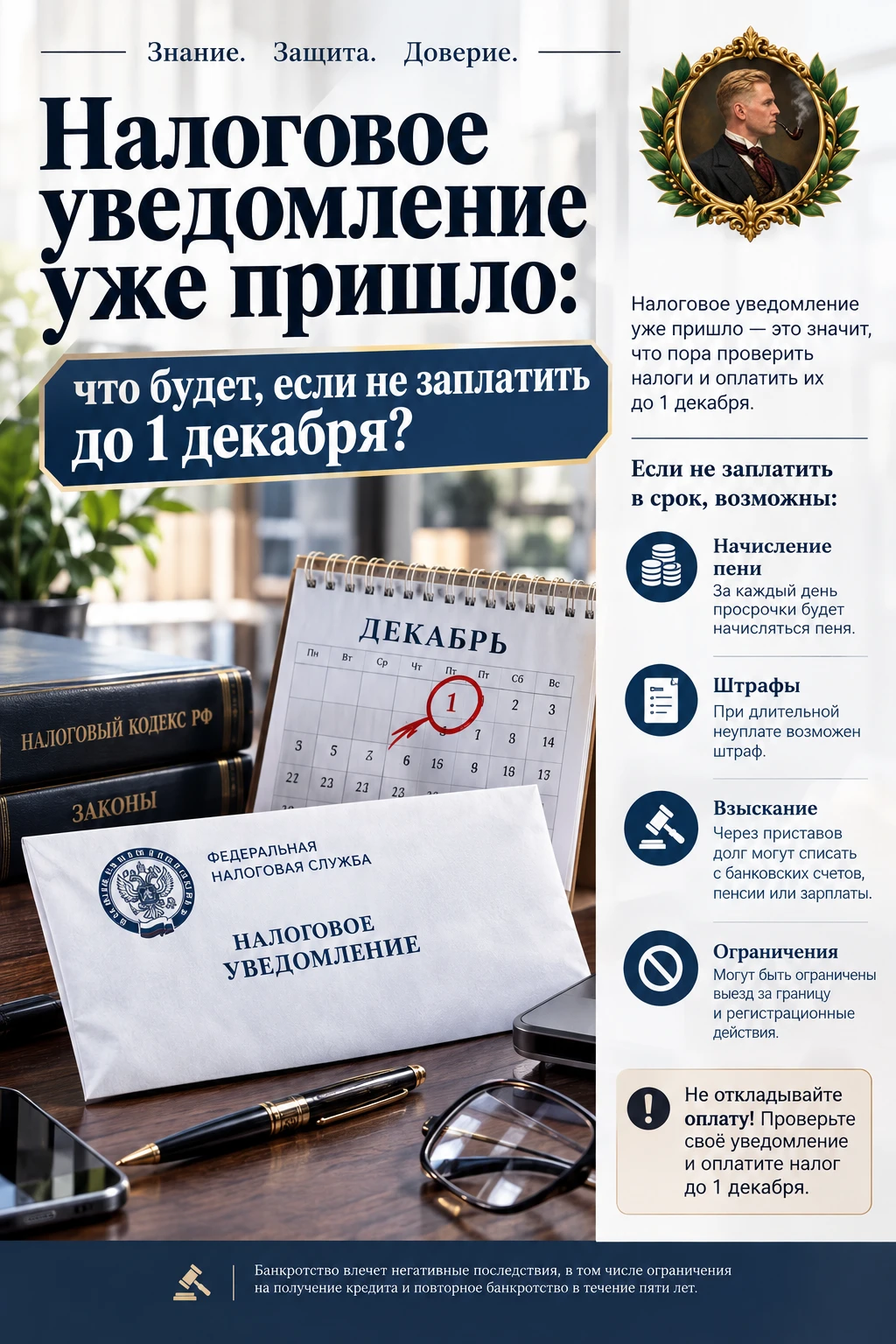 Налоговое уведомление уже пришло: что будет, если не заплатить до 1 декабря? В 2026 году транспортный, земельный - изображение