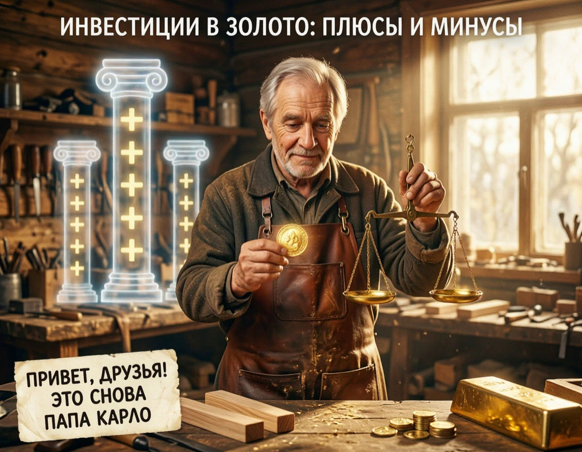 Привет, друзья! 👋 Это снова Попа Карло. Сегодня я не за рубанком, а за весами: держу в руке золотую монету и - изображение
